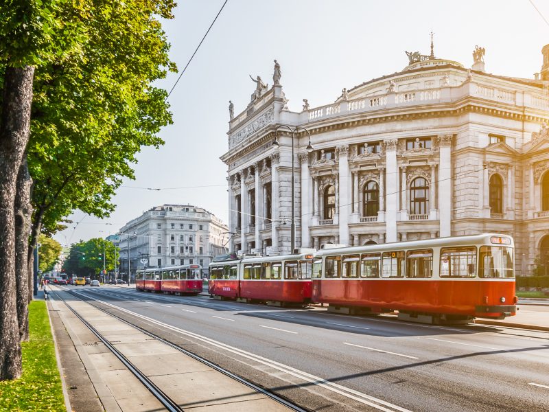 Tram in front of Viennese Burgtheater